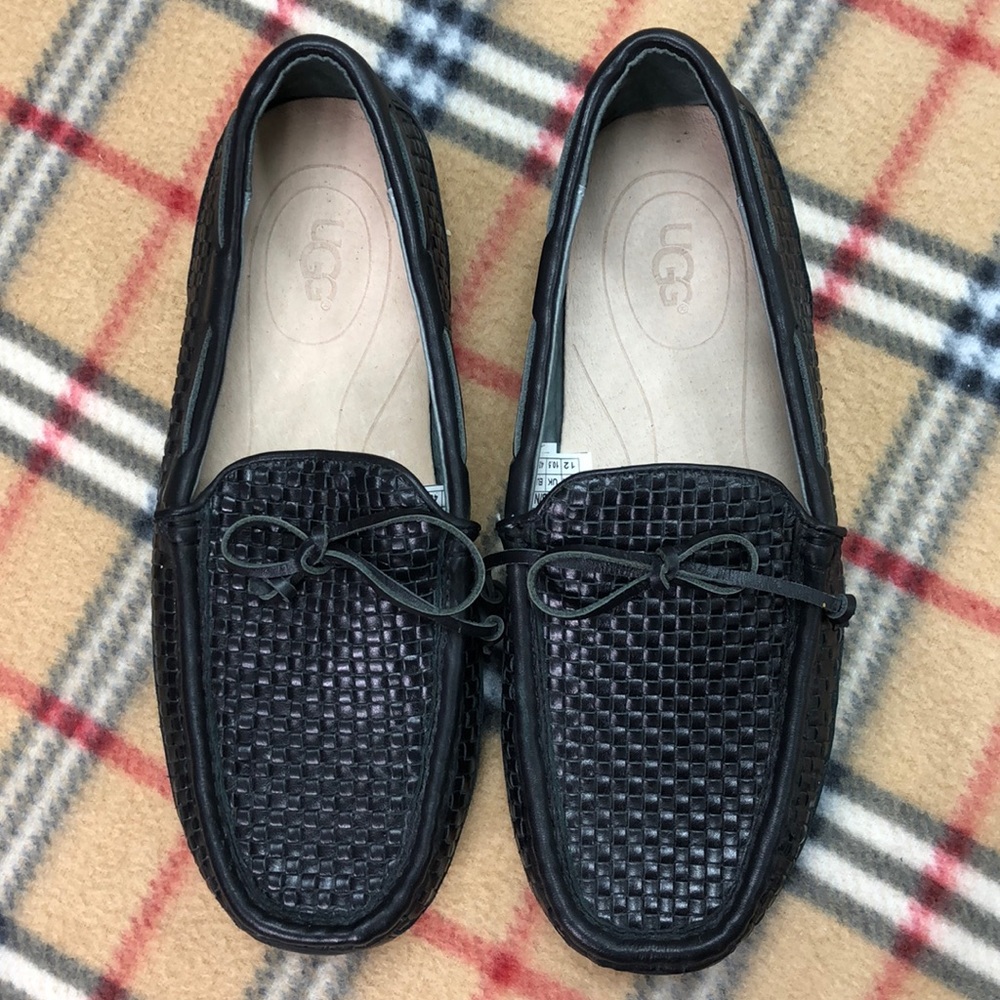 UGG WOVEN LEATHER MOCCASINS
